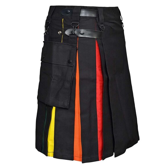 Colorful Pleated Utility Kilt for Men – Rainbow Festival Skirt, Pride Costume - Picture 2 of 9